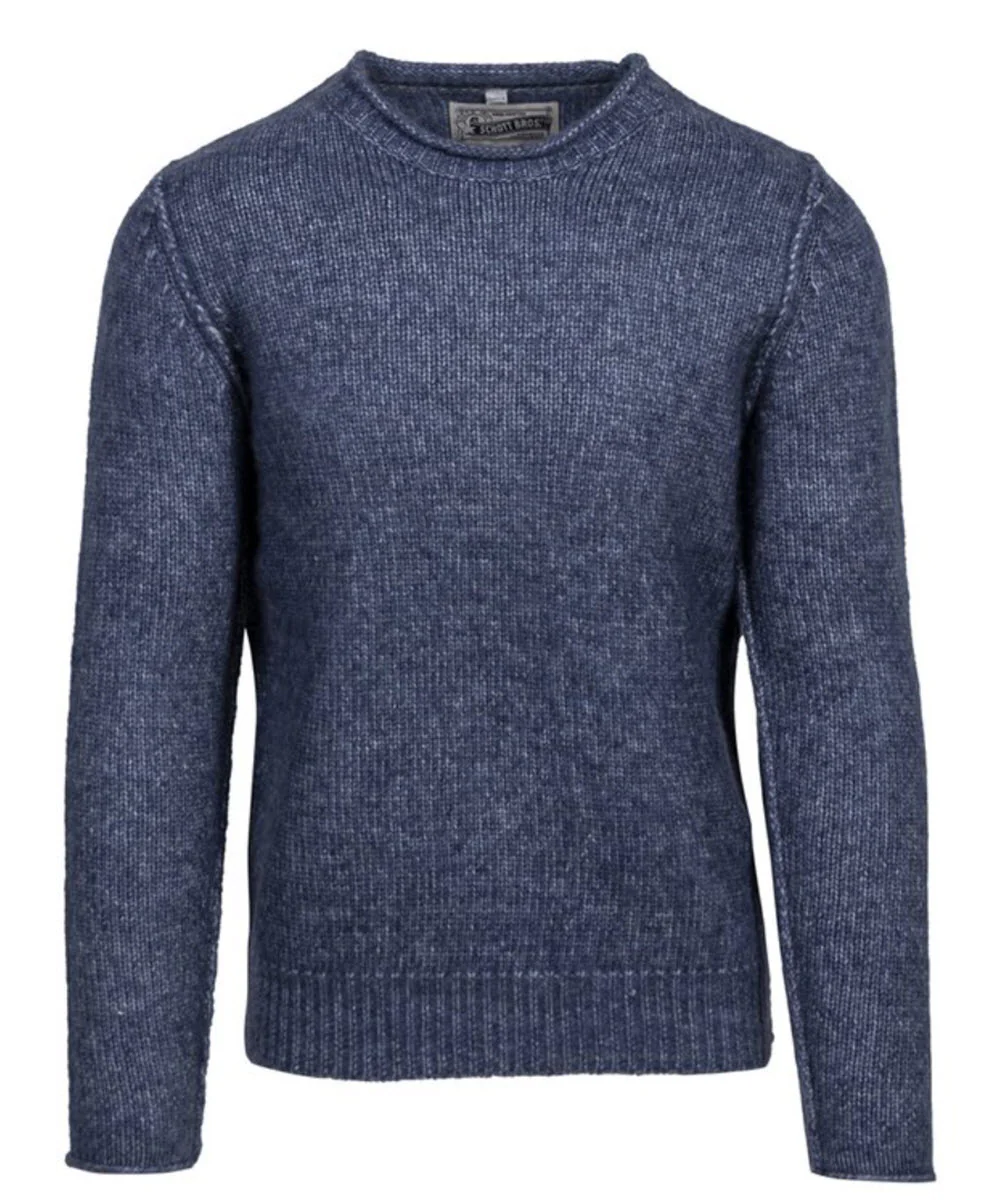 Schott NYC Men's Rolled Edge Tri Blend Sweater - Navy