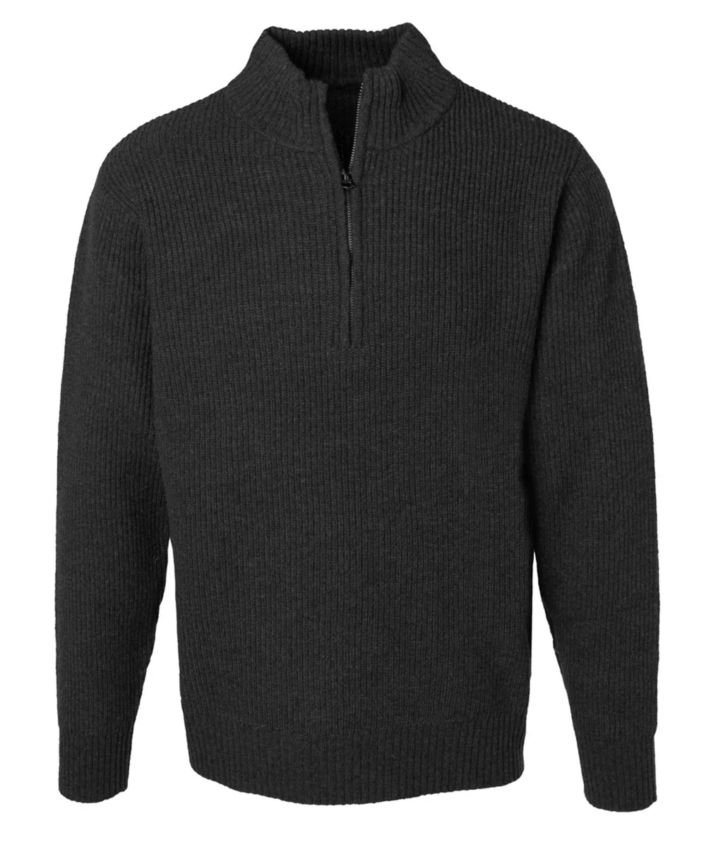 Schott NYC Men's Wool Half-Zip Sweater - Black