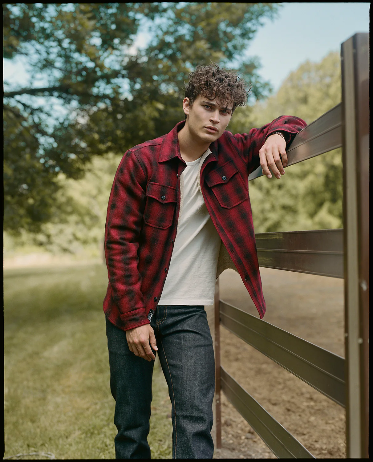 Schott Sherpa Lined Wool CPO Shirt - Red Plaid - Image 3