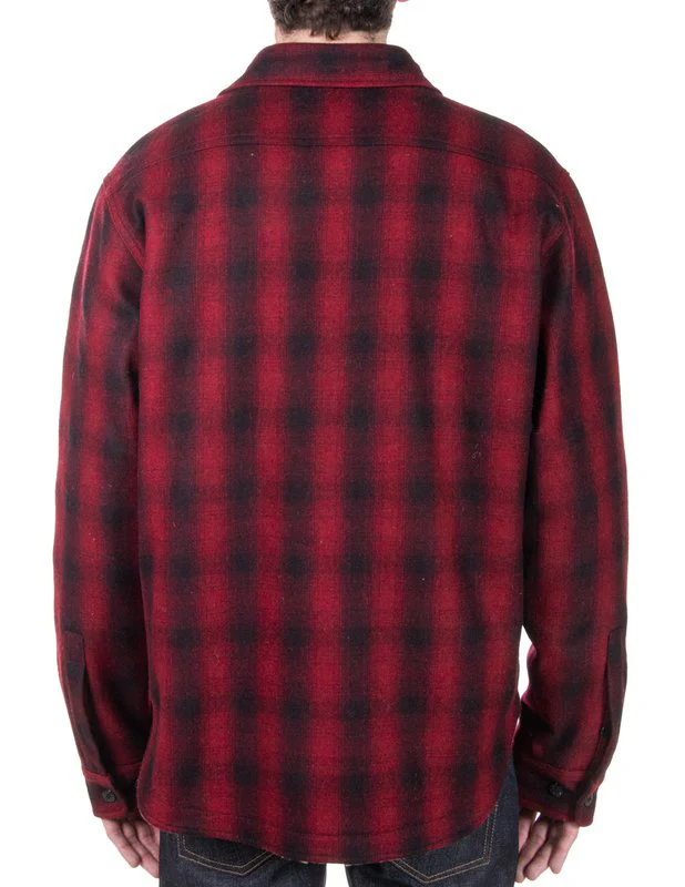 Schott Sherpa Lined Wool CPO Shirt - Red Plaid - Image 4