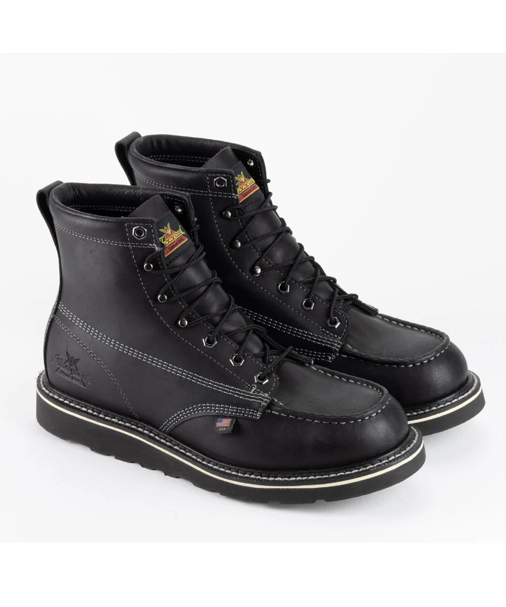 Thorogood American Heritage Midnight Series 6-inch Moc Toe Work Boots - Black/Black - Image 2