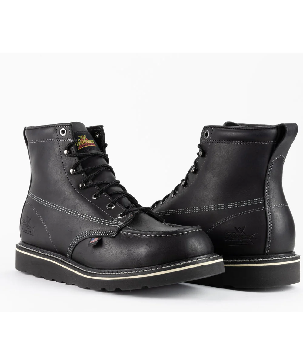 Thorogood American Heritage Midnight Series 6-inch Moc Toe Work Boots - Black/Black - Image 3
